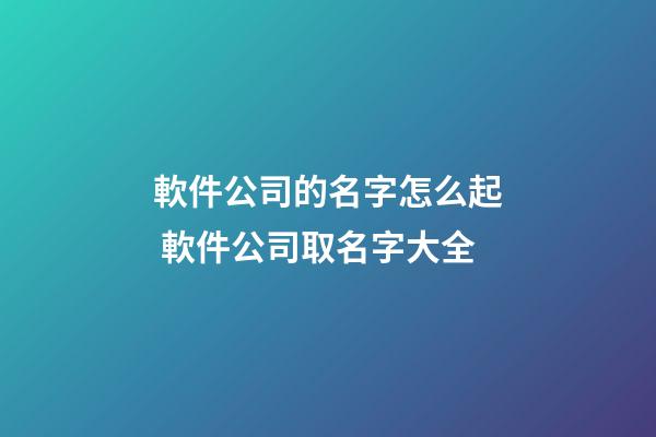 軟件公司的名字怎么起 軟件公司取名字大全-第1張-公司起名-玄機派